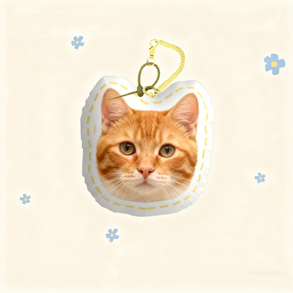 Custom Pet Portrait Keychain | Plush Dog, Cat Bag Charm