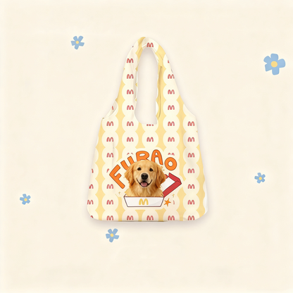 Custom Pet Portrait Canvas Tote Bag | Hand-Drawn Dog & Cat Design