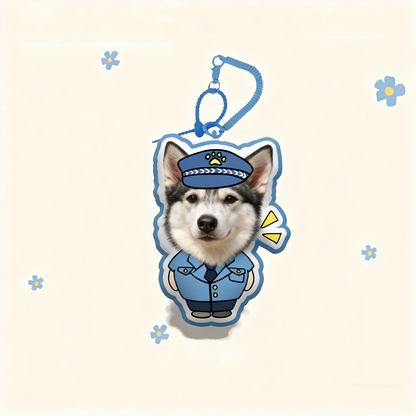 Custom Pet Portrait Keychain | Plush Dog, Cat Bag Charm