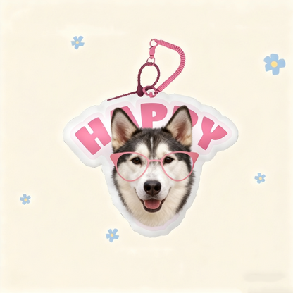 Custom Pet Portrait Keychain | Plush Dog, Cat Bag Charm