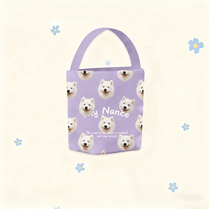 Custom Pet Portrait Canvas Bucket Bag | Personalized Dog Cat Tote | Pet Lover Gift