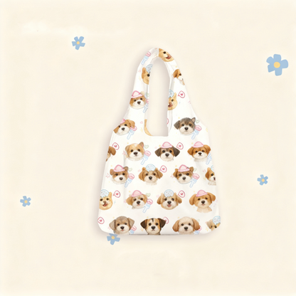 Custom Pet Portrait Canvas Tote Bag | Hand-Drawn Dog & Cat Design