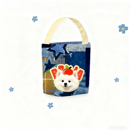 Custom Pet Portrait Canvas Bucket Bag | Personalized Dog Cat Tote | Pet Lover Gift