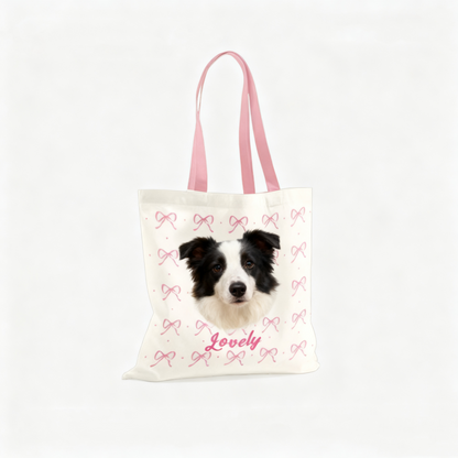 Custom Pet Portrait Canvas Tote | Hand-Drawn Dog & Cat Bag