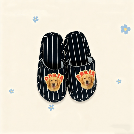 Custom Pet Portrait Slippers | Personalized Cozy Cotton Slippers | Dog Cat Gift