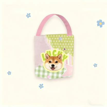 Custom Pet Portrait Canvas Bucket Bag | Personalized Dog Cat Tote | Pet Lover Gift