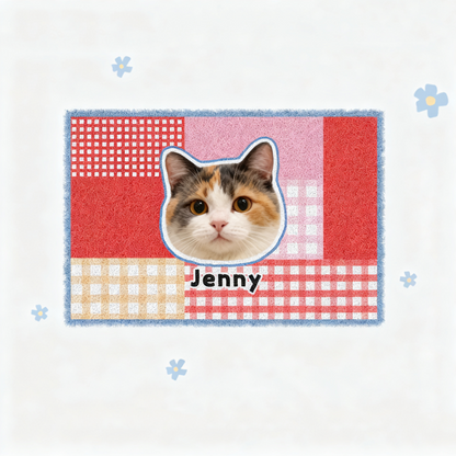 Custom Pet Portrait Coil Mat | Personalized Dog Cat Silky Loop Doormat | Pet Lover Gift