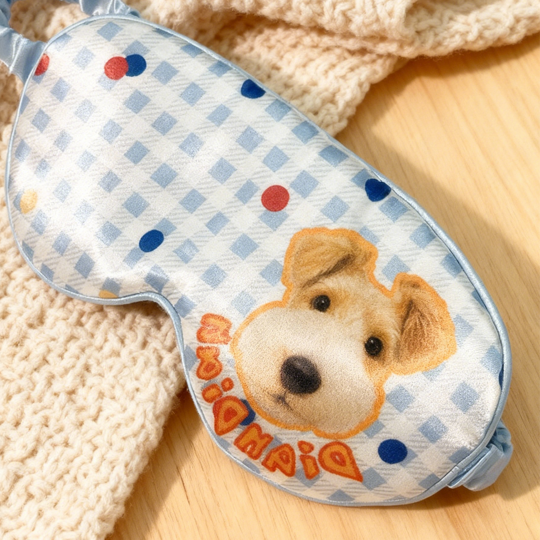 Custom Pet Portrait Mulberry Silk Sleep Mask | Personalized Dog Cat Gift
