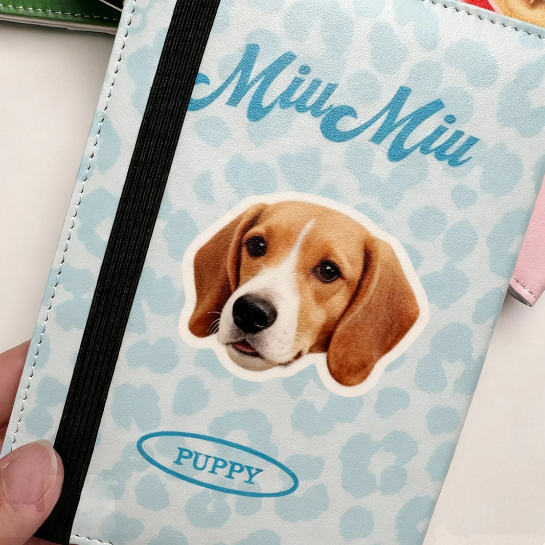 Custom Pet Portrait Passport Holder | PU Leather Travel Cover | Personalized Dog Cat Case