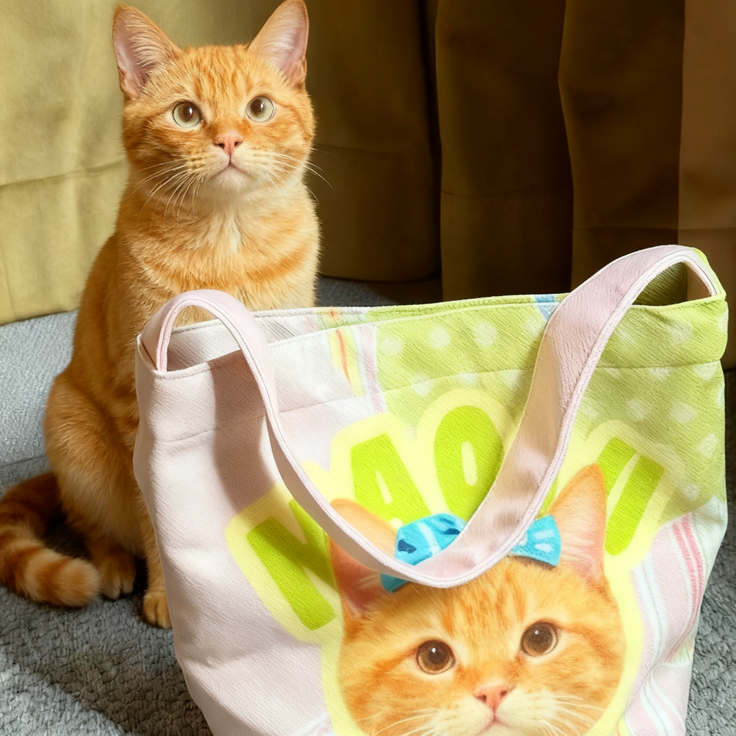 Custom Pet Portrait Canvas Bucket Bag | Personalized Dog Cat Tote | Pet Lover Gift