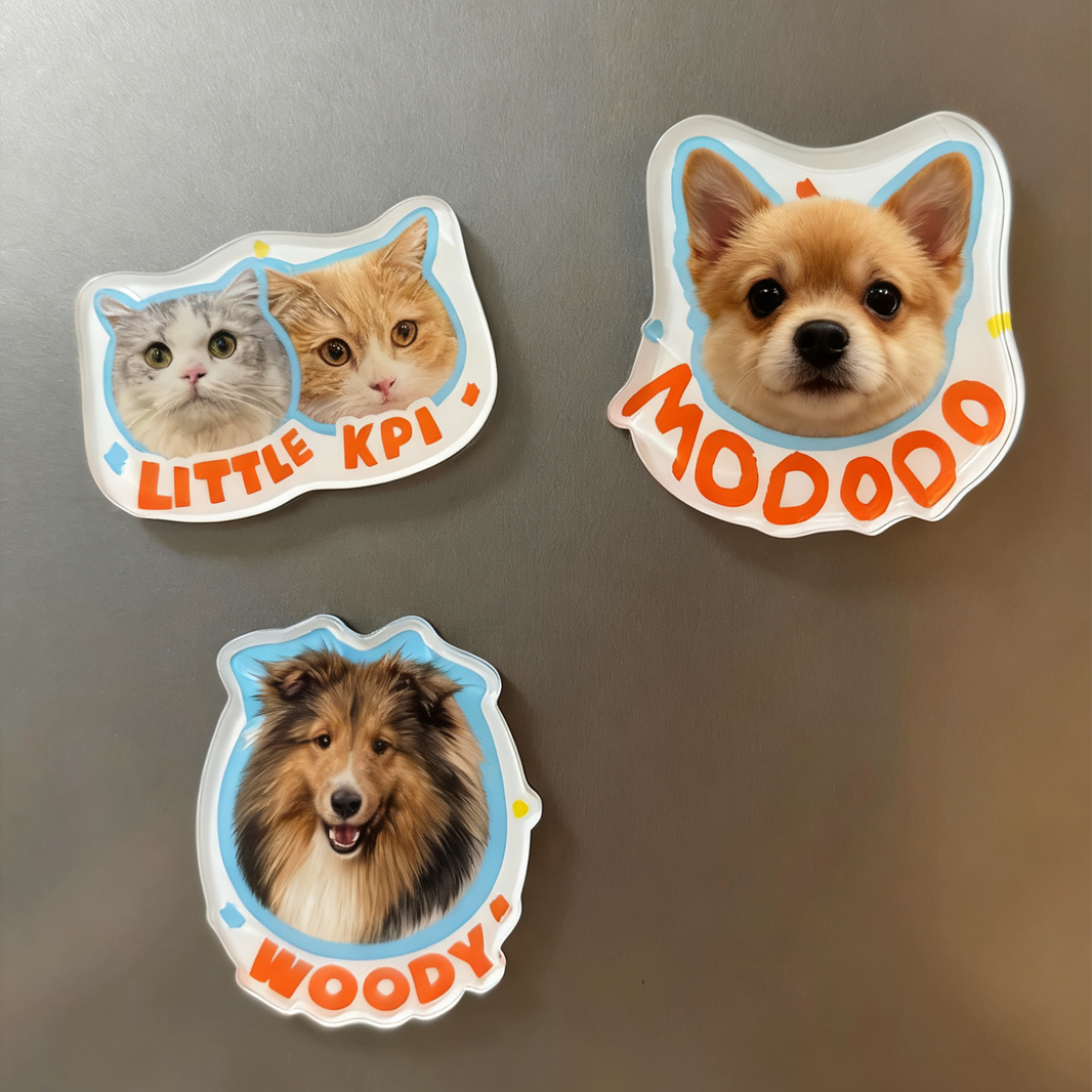 Custom Pet Portrait Fridge Magnet | Personalized Dog Cat Photo Magnet