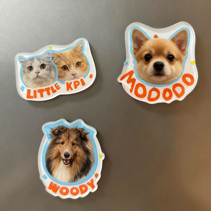 Custom Pet Portrait Fridge Magnet | Personalized Dog Cat Photo Magnet