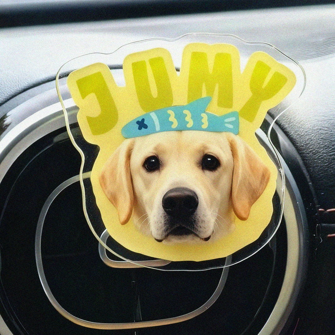 Custom Pet Portrait Car Air Freshener Clip | Personalized Acrylic Vent Clip | Dog Cat Gift