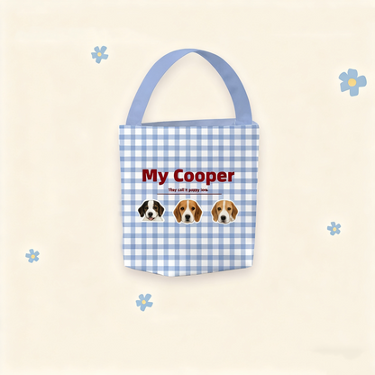 Custom Pet Portrait Canvas Bucket Bag | Personalized Dog Cat Tote | Pet Lover Gift