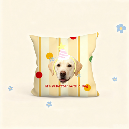 Custom Pet Portrait Pillow | Personalized Square Cushion | Dog Cat Throw Pillow Gift