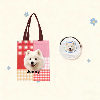 Custom Pet Portrait Canvas Tote | Hand-Drawn Dog & Cat Bag