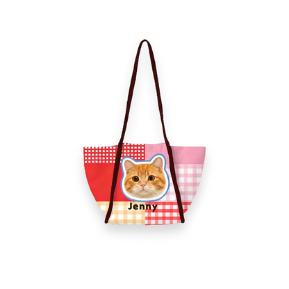 Custom Cat Portrait Canvas Tote | Personalized Cat Shoulder Bag | Pet Lover Gift
