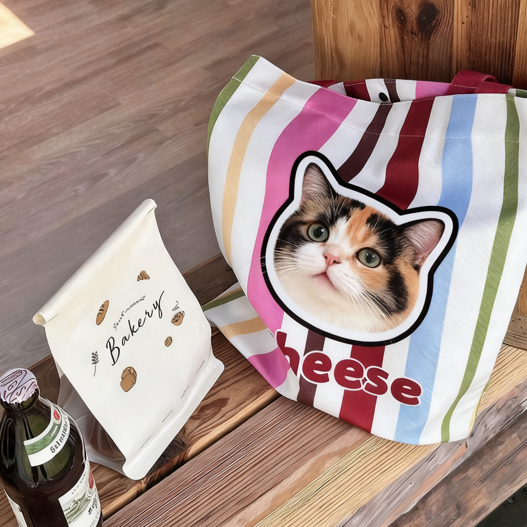 Custom Pet Portrait Canvas Tote | Hand-Drawn Dog & Cat Bag
