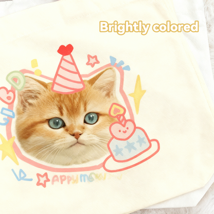 Custom Pet Portrait Canvas Tote Bag | Personalized Cat Dog Handbag | Daily Purse Gift