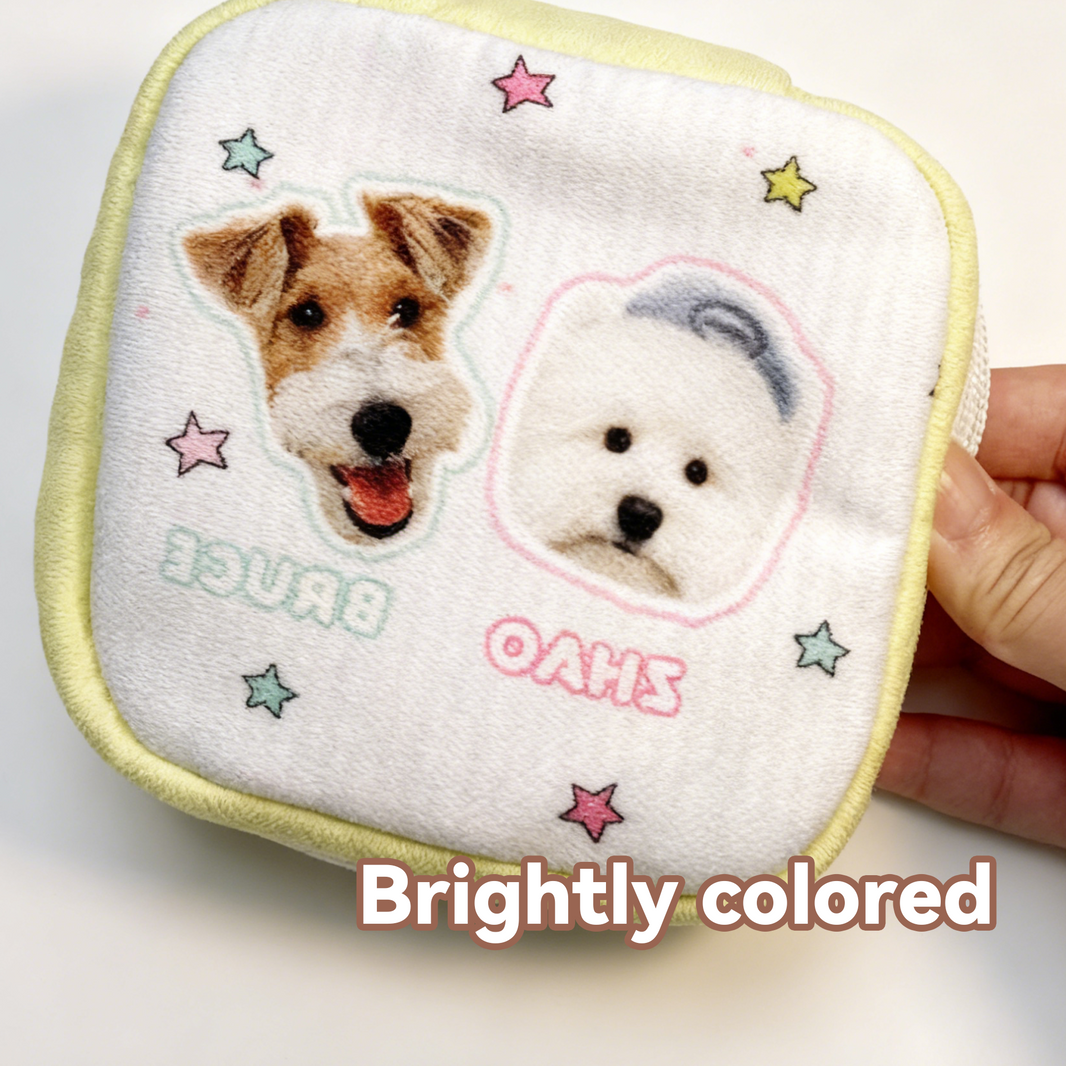Custom Pet Portrait Makeup Bag | Ultra-Soft Plush Tote | Personalized Dog Cat Cosmetic Bag