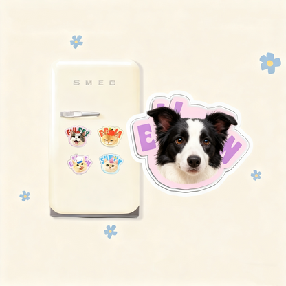 Custom Pet Portrait Fridge Magnet | Personalized Dog Cat Photo Magnet