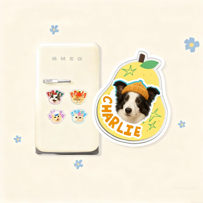 Custom Pet Portrait Fridge Magnet | Personalized Dog Cat Photo Magnet