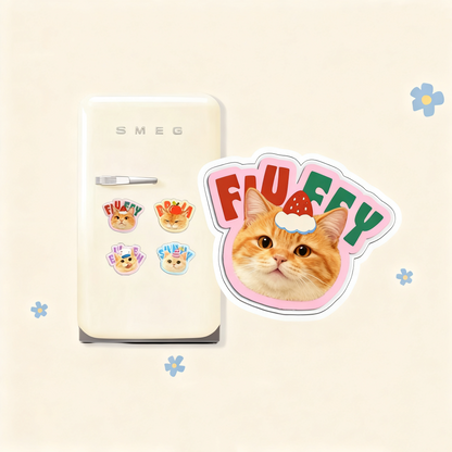 Custom Pet Portrait Fridge Magnet | Personalized Dog Cat Photo Magnet