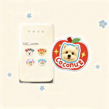 Custom Pet Portrait Fridge Magnet | Personalized Dog Cat Photo Magnet