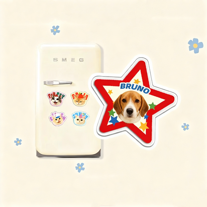 Custom Pet Portrait Fridge Magnet | Personalized Dog Cat Photo Magnet