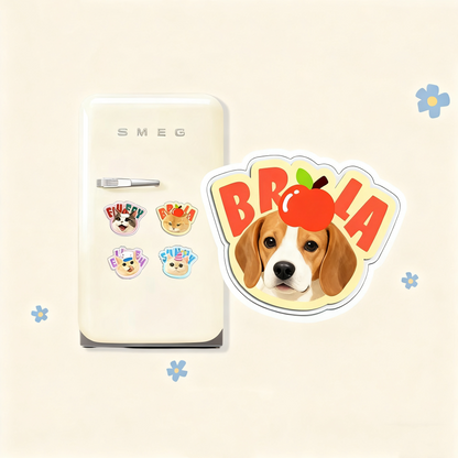 Custom Pet Portrait Fridge Magnet | Personalized Dog Cat Photo Magnet