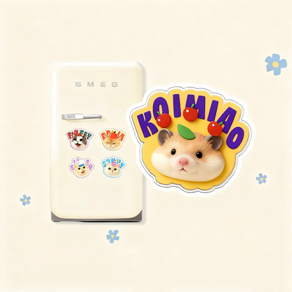 Custom Pet Portrait Fridge Magnet | Personalized Dog Cat Photo Magnet