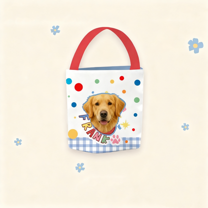 Custom Pet Portrait Canvas Bucket Bag | Personalized Dog Cat Tote | Pet Lover Gift