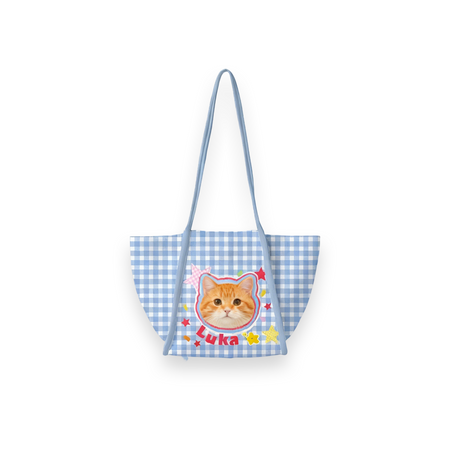 Custom Cat Portrait Canvas Tote | Personalized Cat Shoulder Bag | Pet Lover Gift