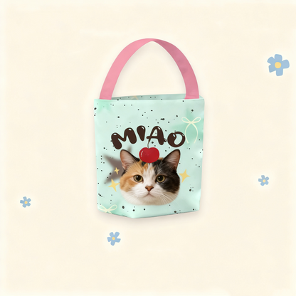 Custom Pet Portrait Canvas Bucket Bag | Personalized Dog Cat Tote | Pet Lover Gift