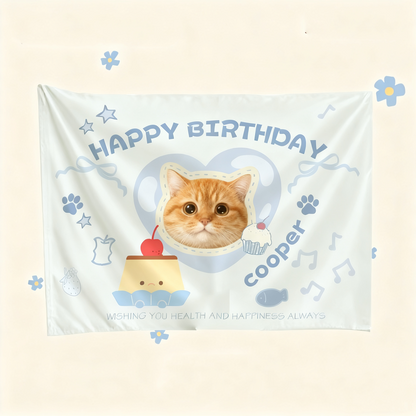 Custom Pet Birthday Tapestry | Personalized Dog Cat Party Decor