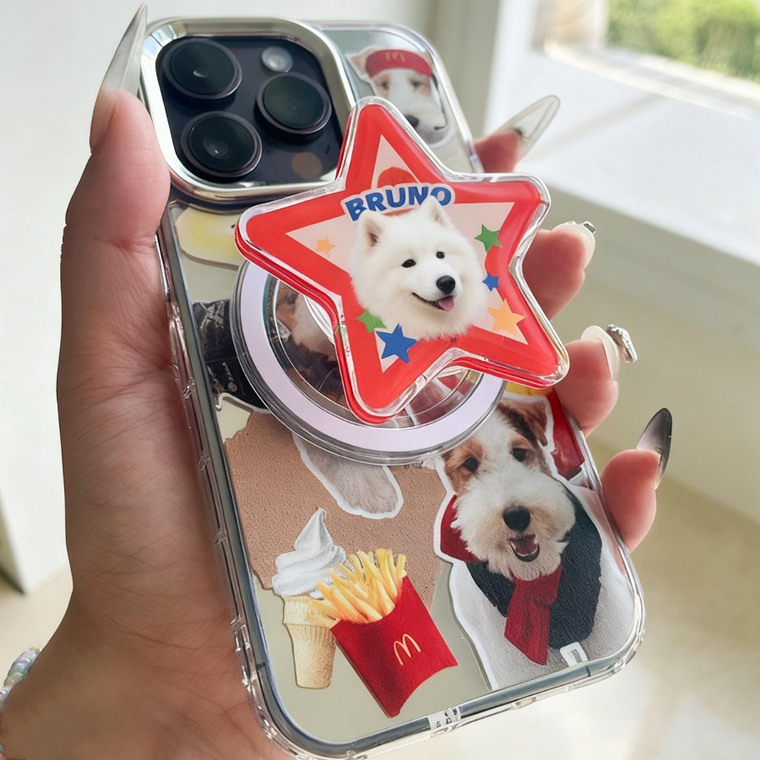 Custom Pet Portrait Phone Grip | Personalized Pop Socket, Dog & Cat