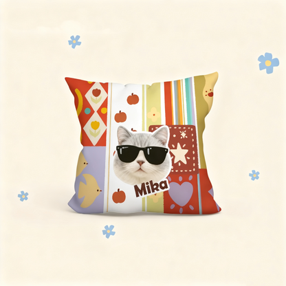 Custom Pet Portrait Pillow | Personalized Square Cushion | Dog Cat Throw Pillow Gift