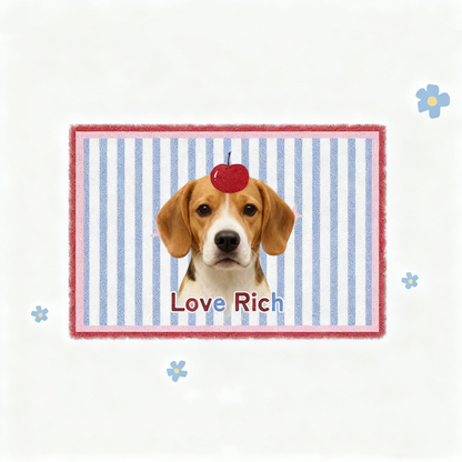 Custom Pet Portrait Coil Mat | Personalized Dog Cat Silky Loop Doormat | Pet Lover Gift