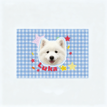 Custom Pet Portrait Coil Mat | Personalized Dog Cat Silky Loop Doormat | Pet Lover Gift