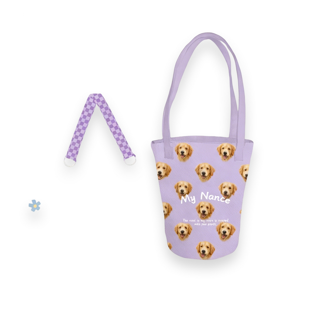 Custom Pet Portrait Bucket Bag | Crossbody Canvas Tote | Personalized Dog Cat Gift