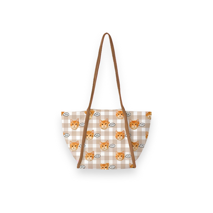 Custom Cat Portrait Canvas Tote | Personalized Cat Shoulder Bag | Pet Lover Gift