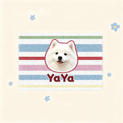 Custom Pet Portrait Coil Mat | Personalized Dog Cat Silky Loop Doormat | Pet Lover Gift