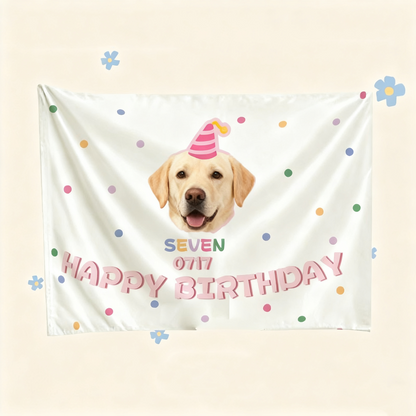 Custom Pet Birthday Tapestry | Personalized Dog Cat Party Decor