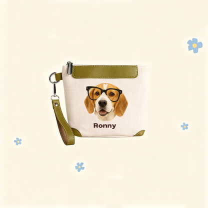 Custom Pet Portrait Clutch Bag | Personalized Dog Cat Pouch | Pet Lover Gift