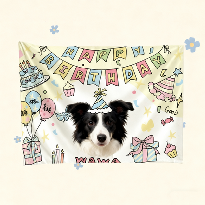 Custom Pet Birthday Tapestry | Personalized Dog Cat Party Decor
