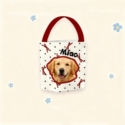 Custom Pet Portrait Canvas Bucket Bag | Personalized Dog Cat Tote | Pet Lover Gift