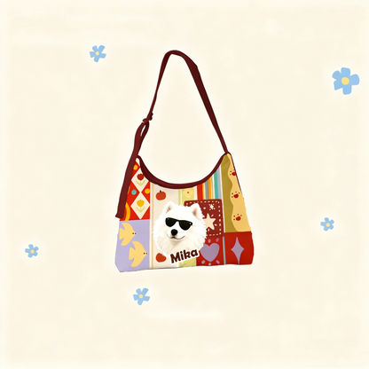 Custom Pet Portrait Canvas Tote Bag Personalized Dog Cat Handbag | Gift for Pet Lovers