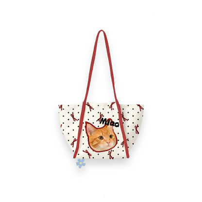 Custom Cat Portrait Canvas Tote | Personalized Cat Shoulder Bag | Pet Lover Gift