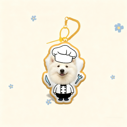 Custom Pet Portrait Keychain | Plush Dog, Cat Bag Charm