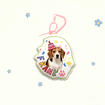 Custom Pet Portrait Keychain | Plush Dog, Cat Bag Charm